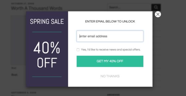 Popup promotionnel