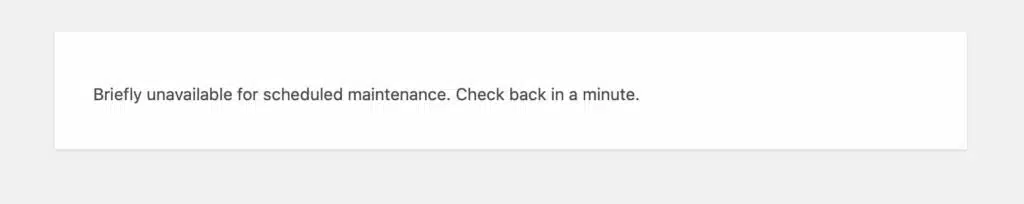 Message par défaut sur un site WordPress sans plugin de maintenance activé